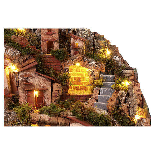 Neapolitan nativity scene setting with hut, stream and mill 55x70x60 cm 6