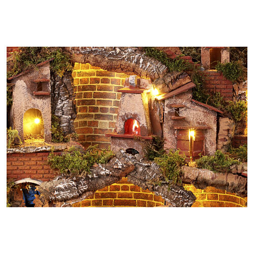 Pesebre napolitano portal cascada y molino 55x70x60 cm 2