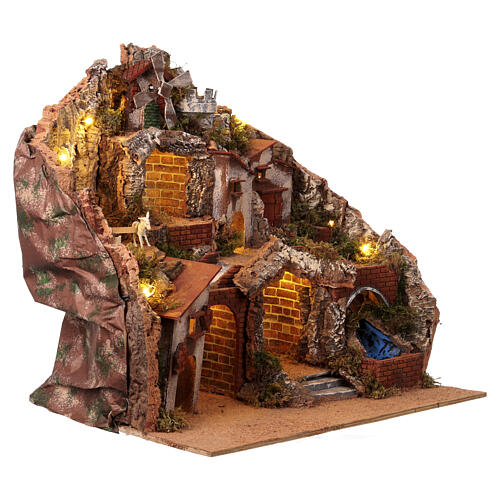 Hütte für neapolitanische Krippe mit Mühle und strombetrieben 5