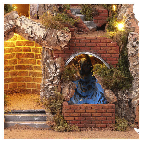 Décor crèche Naples cabane ruisseau et moulin 2