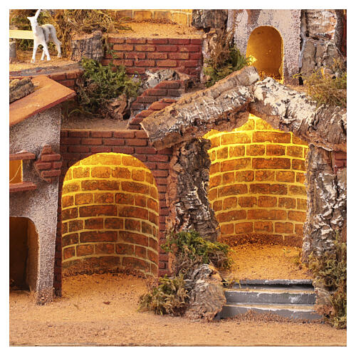 Décor crèche Naples cabane ruisseau et moulin 4