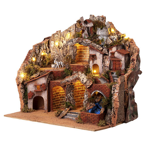 Ambientazione presepe Napoli capanna ruscello e mulino 3