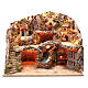 Neapolitan nativity scene setting with stable, river and wind mill s1
