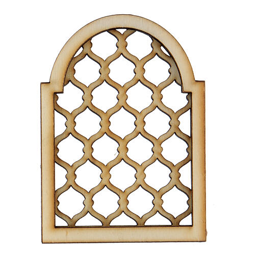 Holzfenster im arabischen Stil, Lochmuster, Zubehör für neapolitanische Krippe 1