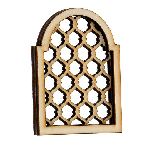 Holzfenster im arabischen Stil, Lochmuster, Zubehör für neapolitanische Krippe 2
