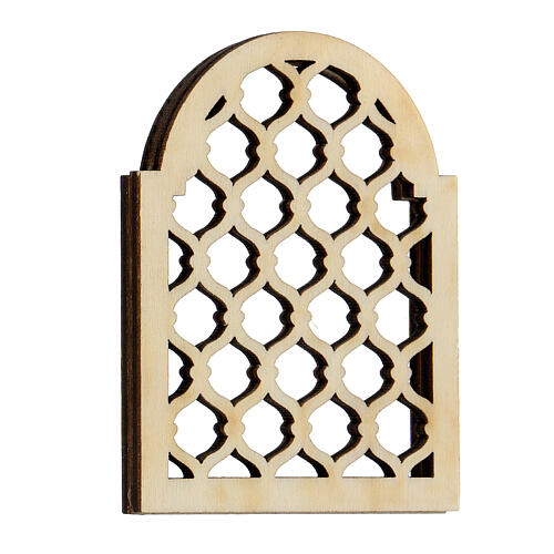 Holzfenster im arabischen Stil, Lochmuster, Zubehör für neapolitanische Krippe 3