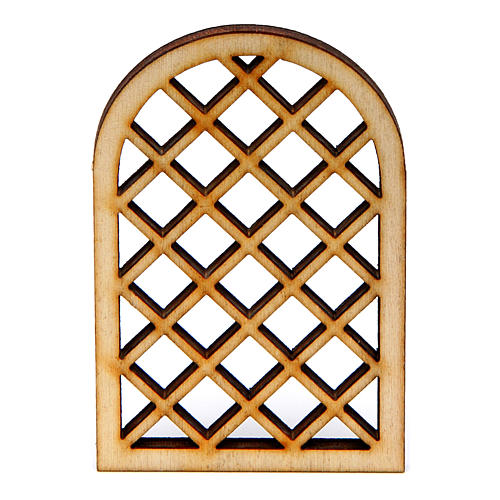 Holzfenster im arabischen Stil, Rautenmuster, Zubehör für neapolitanische Krippe 1