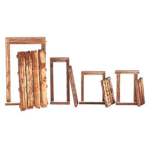 Portão ruína conjunto 4 peças presépio napolitano madeira 3
