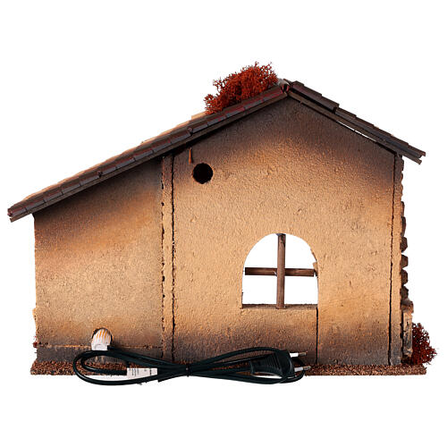 Nativity scene hut with fire 30x40x25 cm 5