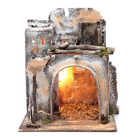 Casa árabe 35 x 30 x 25 cm luz y cabaña con heno