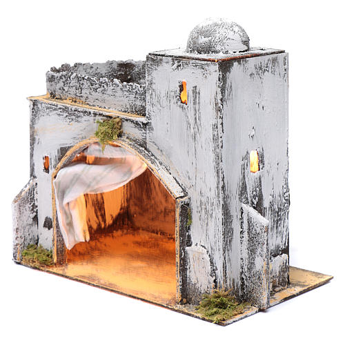Neapolitan nativity scene setting Arabian hut with curtain  30x30x20 cm 2
