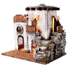 Casa araba bianca con scala e capanna 35x35x25 cm presepe di Napoli