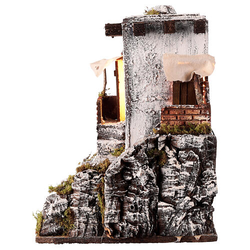 Casa araba bianca con scala e capanna 35x35x25 cm presepe di Napoli 3