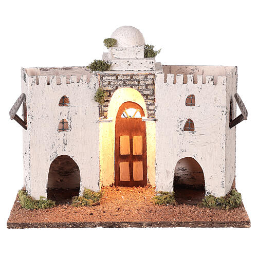Ambientación casa árabe blanca doble arco y puerta 30 x 35 x 20 cm belén napolitano 1