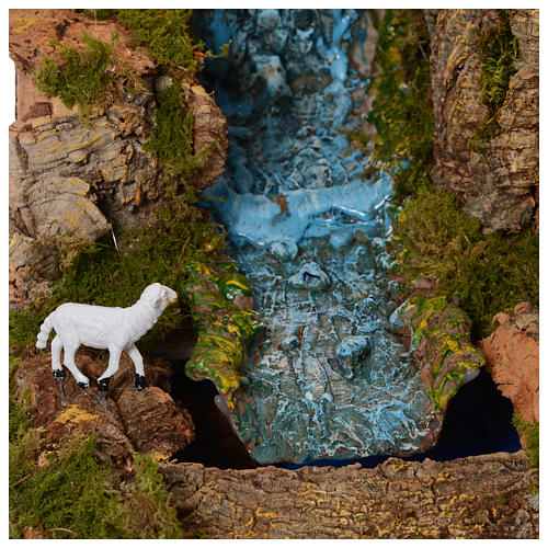 Nativity scene setting 70x115x70 cm with lights, nativity, moving shepherds and stream. 7