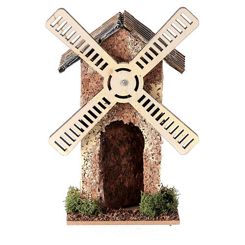 Nativity scene windmill in cork 10x5x5 cm 1