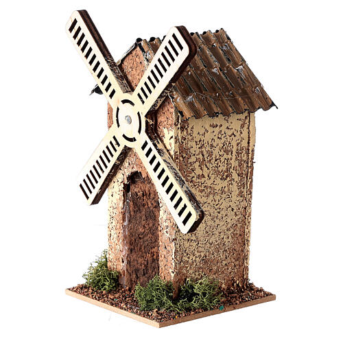 Nativity scene windmill in cork 10x5x5 cm 2