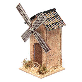 Moinhos para Presépio: Moinho de vento falso em cortiça presépio 10x5x5 cm