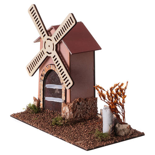 Nativity scene windmill in cork 20x15x25 cm 2