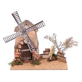 Nativity scene windmill in cork 20x15x25 cm