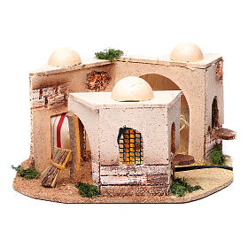 Illuminated cork Arabian house for nativity scene 15x25x10 cm