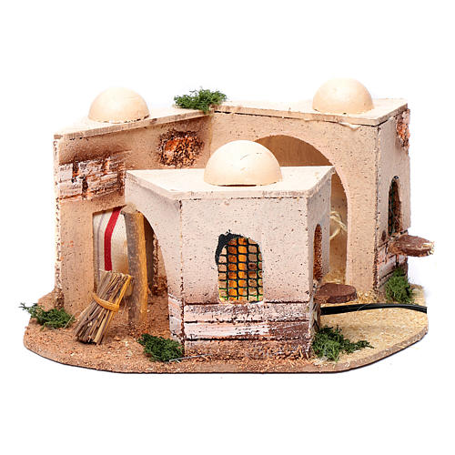 Illuminated cork Arabian house for nativity scene 15x25x10 cm 1