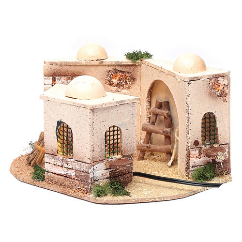 Illuminated cork Arabian house for nativity scene 15x25x10 cm 2