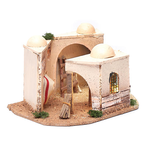 Illuminated cork Arabian house for nativity scene 15x25x10 cm 3