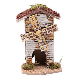 Moinhos para Presépio: Moinho de vento cortiça eléctrico presépio 15x10x10 cm