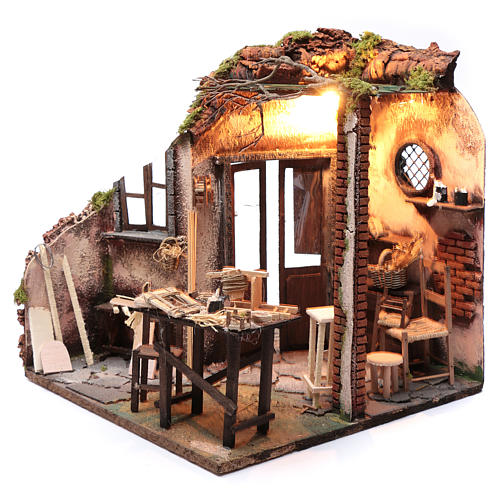 Scena falegname presepe 24 cm di Napoli 2