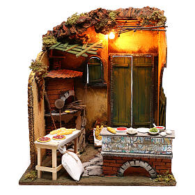 Neapolitan Nativity Scene: Bakery Shop Scene with lights 24 cm Neapolitan Nativity