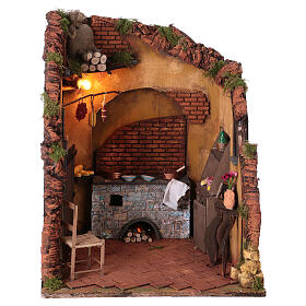 Cenário interior de casas para presépio de Nápoles com figuras altura média 24 cm, 45x41x40,5 cm