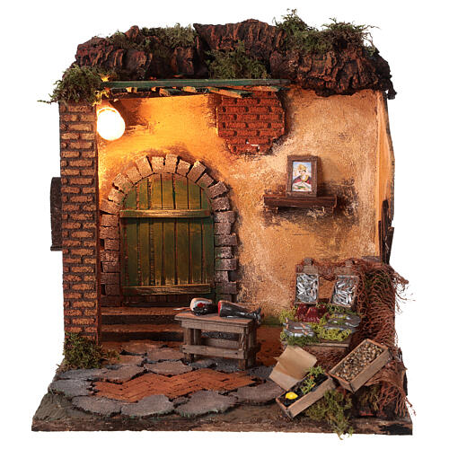 Otoczenie sklep rybny, szopka 24 cm, Neapol, 40x40x43 cm 1