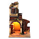 Nativity scene setting double arched house with light and fireplace s3