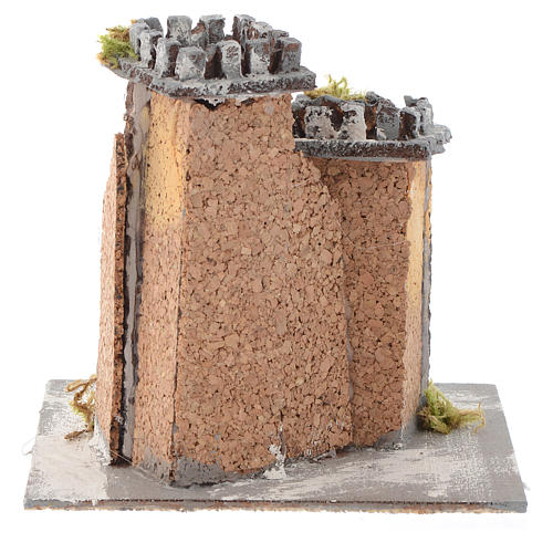 Neapolitan nativity scene castle with two towers and arch  15x15x15 cm 4