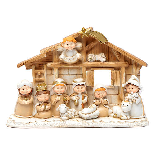 Capannina presepe bambini 15x20 cm resina 1