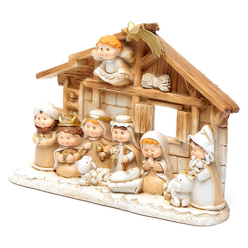 Capannina presepe bambini 15x20 cm resina 2
