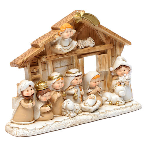 Capannina presepe bambini 15x20 cm resina 3