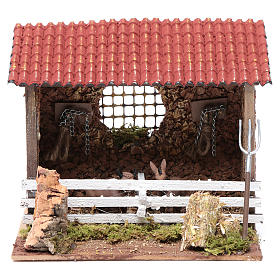 Barn for donkey and ox crib for nativity scenes of 10 cm