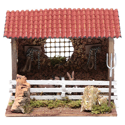 Barn for donkey and ox crib for nativity scenes of 10 cm 1