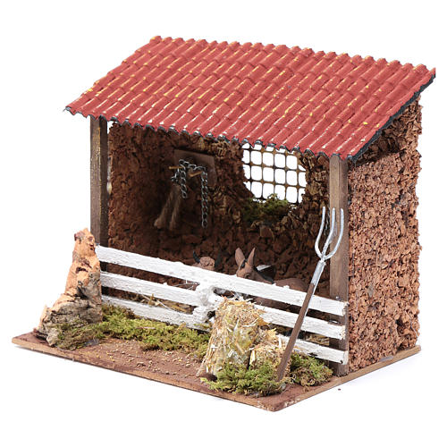 Barn for donkey and ox crib for nativity scenes of 10 cm 2