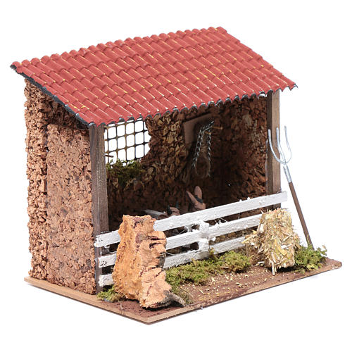 Barn for donkey and ox crib for nativity scenes of 10 cm 3
