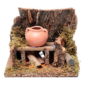 Setting with jug on trembling fire  10x10x10 cm for nativity scene