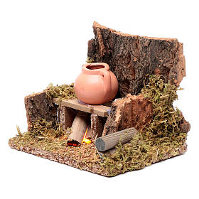 Setting with jug on trembling fire  10x10x10 cm for nativity scene