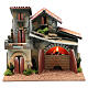 Casa em miniatura presépio com forno de lenha e luz chama 24,5x30x20 cm s1