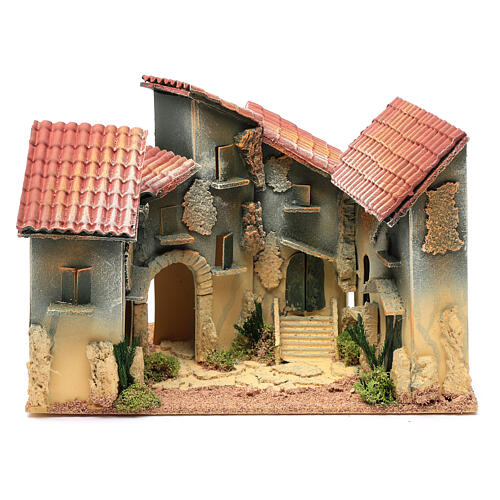Aldeia em miniatura casas e arco para presépio de Natal 20x30x20 cm 1