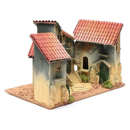 Aldeia em miniatura casas e arco para presépio de Natal 20x30x20 cm 3