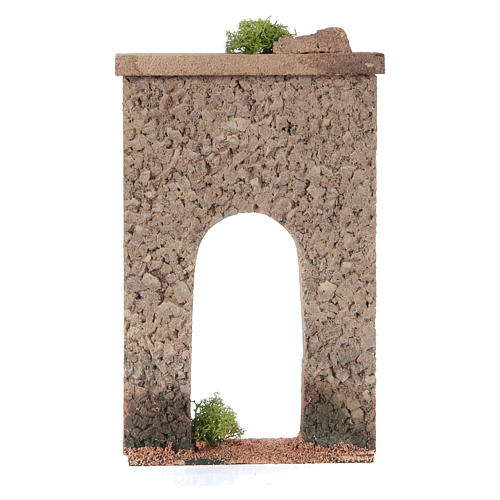 Parete con arco sughero per presepe 25x15x5 cm 4