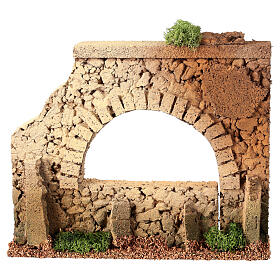 Nativity scene surrounding wall with arched window  15x20x5 cm