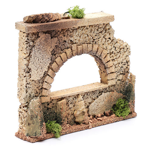 Nativity scene surrounding wall with arched window  15x20x5 cm 3
